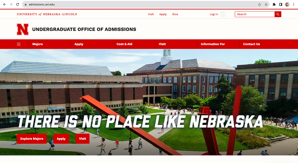 admissions home web page